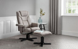 iLikeStores Reclining Swivel Chair With Footstool - Grey - thumbnail 9
