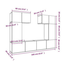 Vidaxl 6 Piece Tv Cabinet Set Concrete Grey Engineered Wood - thumbnail 9