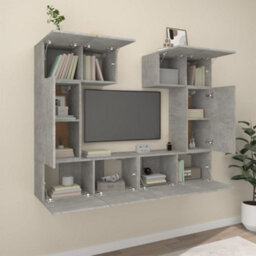 Vidaxl 6 Piece Tv Cabinet Set Concrete Grey Engineered Wood - thumbnail 3