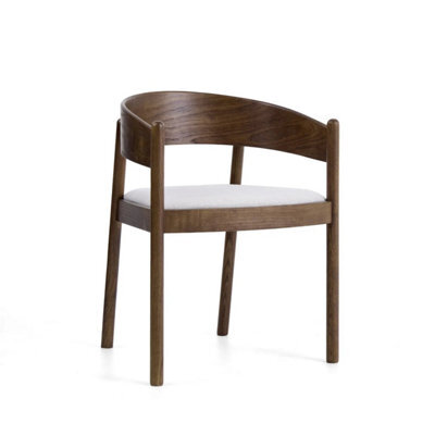 Maplen Beige Textured Fabric Dining Chair With Walnut Effect Elm Frame - image 1