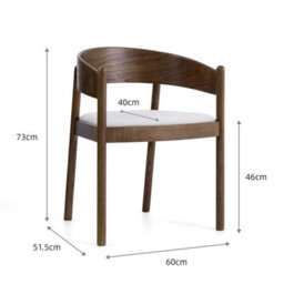Maplen Beige Textured Fabric Dining Chair With Walnut Effect Elm Frame - thumbnail 8