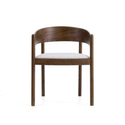 Maplen Beige Textured Fabric Dining Chair With Walnut Effect Elm Frame - thumbnail 2