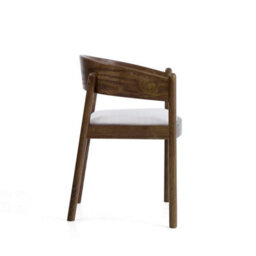 Maplen Beige Textured Fabric Dining Chair With Walnut Effect Elm Frame - thumbnail 3
