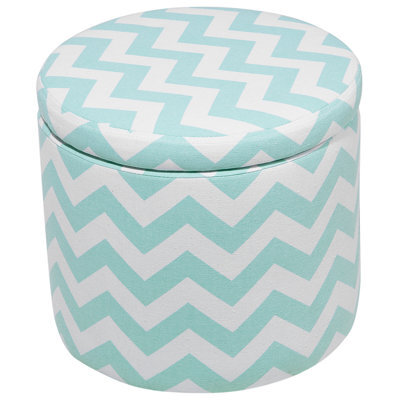 Beliani Round Storage Stool Pouffe, Mint Green Chevron, 35 X 30 Cm - image 1