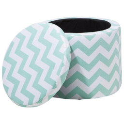 Beliani Round Storage Stool Pouffe, Mint Green Chevron, 35 X 30 Cm - thumbnail 5