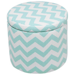 Beliani Round Storage Stool Pouffe, Mint Green Chevron, 35 X 30 Cm - thumbnail 1