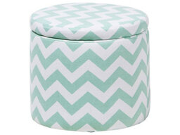 Beliani Round Storage Stool Pouffe, Mint Green Chevron, 35 X 30 Cm - thumbnail 3