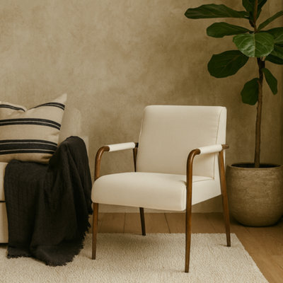 Wyld Haus Luxemburg Cream Velvet Armchair With Brass Arms And Tapered Legs - image 1