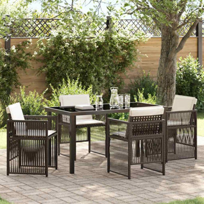 Berkfield Garden Dining Set 5 Pcs Brown Poly Rattan - image 1