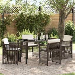 Berkfield Garden Dining Set 5 Pcs Brown Poly Rattan - thumbnail 1