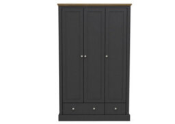 LPD Devon Charcoal 3-Door 2-Drawer Wardrobe - Timeless Storage With Classic Elegance