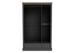 LPD Devon Charcoal 3-Door 2-Drawer Wardrobe - Timeless Storage With Classic Elegance - thumbnail 3