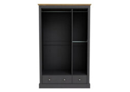 LPD Devon Charcoal 3-Door 2-Drawer Wardrobe - Timeless Storage With Classic Elegance - thumbnail 2