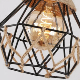 Modern Natural Tapered Woven Rope Ceiling Light Shade Easy Fit Wire Cage Black Lampshade 130mm Pendant Shades Home Decor - thumbnail 7