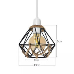 Modern Natural Tapered Woven Rope Ceiling Light Shade Easy Fit Wire Cage Black Lampshade 130mm Pendant Shades Home Decor - thumbnail 3