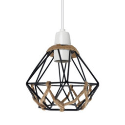 Modern Natural Tapered Woven Rope Ceiling Light Shade Easy Fit Wire Cage Black Lampshade 130mm Pendant Shades Home Decor