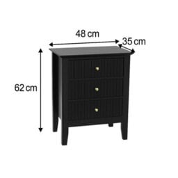 Melody Maison 3 Drawer Bedside Table - Hales Black Range - thumbnail 9