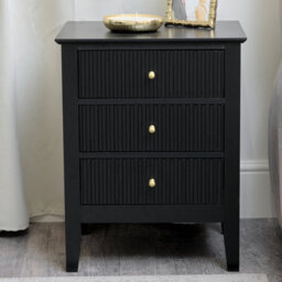 Melody Maison 3 Drawer Bedside Table - Hales Black Range - thumbnail 5