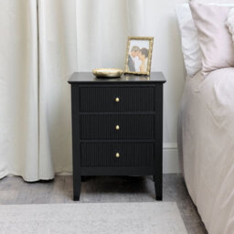 Melody Maison 3 Drawer Bedside Table - Hales Black Range - thumbnail 3