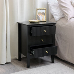 Melody Maison 3 Drawer Bedside Table - Hales Black Range - thumbnail 4