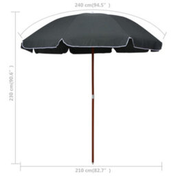 Berkfield Parasol With Steel Pole 240 Cm Anthracite - thumbnail 5