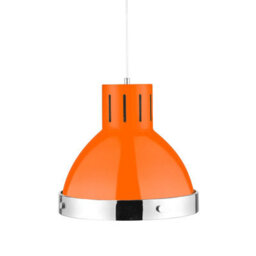 Orsina Orange Finish Chrome Pendant Light, Pendant Lamp, Industrial Hanging Light, Kitchen Ceiling Pendant Fixture