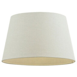 "18"" Inch Round Tapered Drum Lamp Shade Ivory Linen Fabric Cover Simple Elegant"