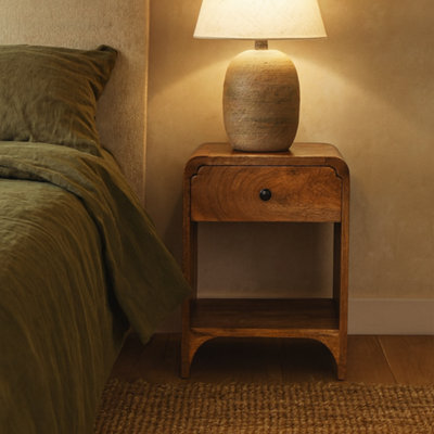 Wyld Haus Paris Natural Mango Wood Nightstand With Drawer And Open Shelf - image 1