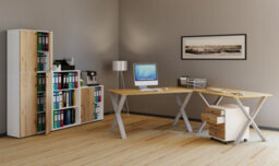 Vcm Desk Lona Silver / Honey Oak H. 76 X W. 190 X D. 160 Cm - thumbnail 2