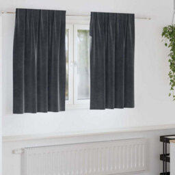 Berkfield Blackout Curtains With Top Tape 2 Pcs Dark Grey Velvet