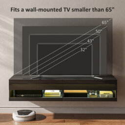 Wyld Haus Vare 150Cm High Gloss Black Floating Tv Unit With Led Lighting - Fits Up To 65 Inch Screens - thumbnail 8