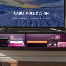 Wyld Haus Vare 150Cm High Gloss Black Floating Tv Unit With Led Lighting - Fits Up To 65 Inch Screens - thumbnail 6