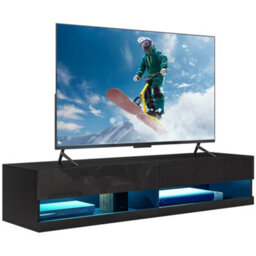 Wyld Haus Vare 150Cm High Gloss Black Floating Tv Unit With Led Lighting - Fits Up To 65 Inch Screens - thumbnail 2