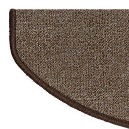Floordirekt London Self Adhesive Edged Hard Wearing Carpet Stair Tread Mat For Indoor Stairs Semicircular Light Brown 23.5 X 65 Cm - thumbnail 3