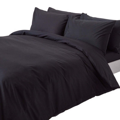 Homescapes Black Egyptian Cotton Duvet Cover With Pillowcases 200 Tc, King - image 1