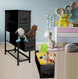 Clarisworld 4 Narrow Chest Drawers Storage Tower Dresser - Wood Top, Sturdy Steel Frame, Organizer Unit For Bedroom, Hallway. - thumbnail 6