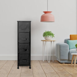 Clarisworld 4 Narrow Chest Drawers Storage Tower Dresser - Wood Top, Sturdy Steel Frame, Organizer Unit For Bedroom, Hallway. - thumbnail 3