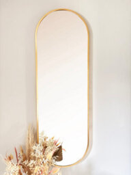 Downton Interiors Gold Modern Tall Metal Frame Oval Wall Mirror - 120Cm - Part Of The Soho Range - thumbnail 1