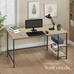 Tectake Desk Canton - Shelf With 2 Storage Compartments 60 Cm - Industrial Wood Light, Oak Sonoma - thumbnail 7