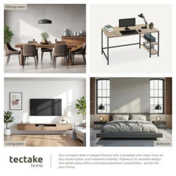 Tectake Desk Canton - Shelf With 2 Storage Compartments 60 Cm - Industrial Wood Light, Oak Sonoma - thumbnail 5
