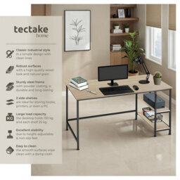 Tectake Desk Canton - Shelf With 2 Storage Compartments 60 Cm - Industrial Wood Light, Oak Sonoma - thumbnail 2