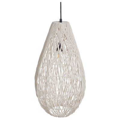 Wyld And Coco Nordluxe Pendant Lamp Beige Cotton Rope Teardrop Shade Japandi Natural - W31 X D31 X H253Cm - image 1