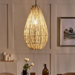 Wyld And Coco Nordluxe Pendant Lamp Beige Cotton Rope Teardrop Shade Japandi Natural - W31 X D31 X H253Cm - thumbnail 2