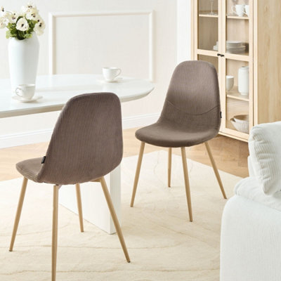Wyld And Coco Astra Home Taupe Corduroy Armless Dining Chairs Set Of 2 - Modern Beige Fabric, Iron Legs - image 1