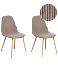 Wyld And Coco Astra Home Taupe Corduroy Armless Dining Chairs Set Of 2 - Modern Beige Fabric, Iron Legs - thumbnail 2