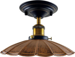 Vintage Semi Flush Mount Ceiling Light With E27 Base And Brushed Copper Umbrella Style Shade For Living Room - thumbnail 1
