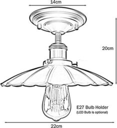 Vintage Semi Flush Mount Ceiling Light With E27 Base And Brushed Copper Umbrella Style Shade For Living Room - thumbnail 4