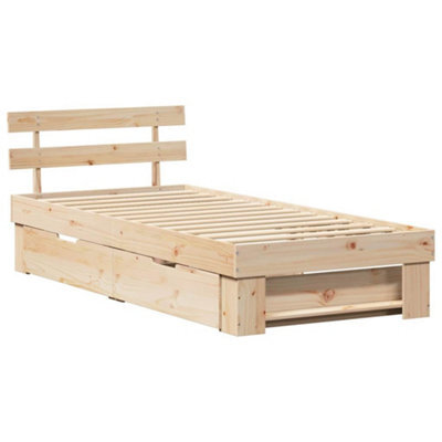 Berkfield Modern With Headboard With Drawer Brown 90 X 200 Cm Solid Pine Wood - image 1