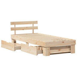 Berkfield Modern With Headboard With Drawer Brown 90 X 200 Cm Solid Pine Wood - thumbnail 6