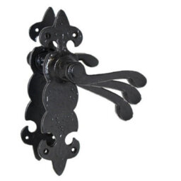 "Betley Butterfly Antique Black Cast Iron Door Handles 6"" Lock Vintage Cottage Country Handles" - thumbnail 5